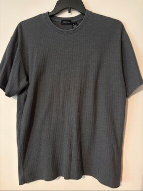 Claiborne men's ribbed knit short-sleeve t-shirt 1990’s Gray size large